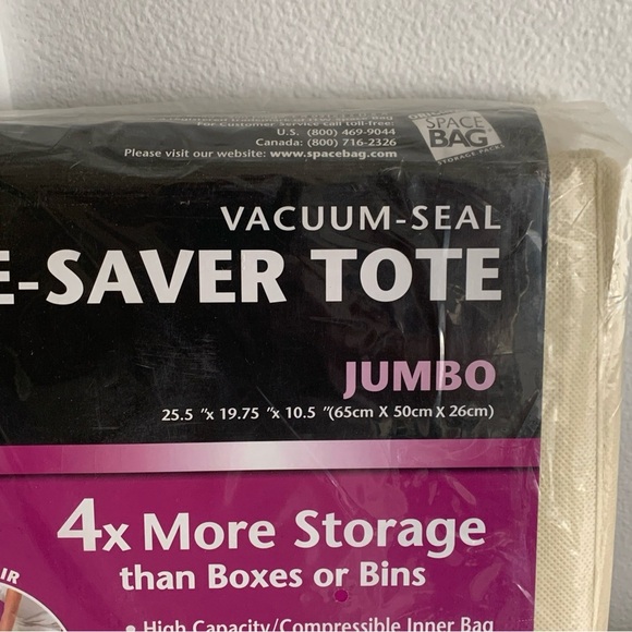 NEW Space Saver Tote Bag Vacuum Seal Storage JUMBO Size 25.5" X 19.75" X 10.5" - Picture 2 of 7